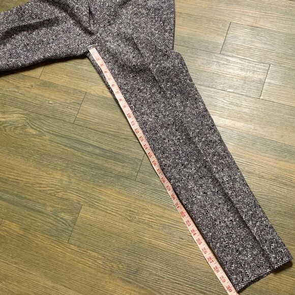 Michael Kors Collection Italy Black White Textured Wool Mid Rise Straight Pant 4 - Picture 9 of 11